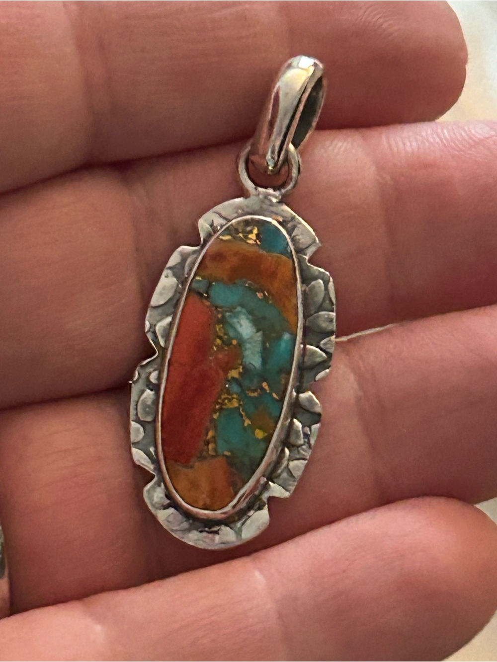 Spiny Oyster Sterling Pendant with decorative setting